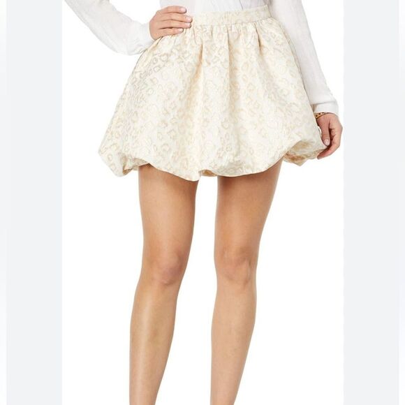 NWT Lily Pulitzer Leah Metallic Leopard Print Bubble Skirt Size 2 - Picture 1 of 7